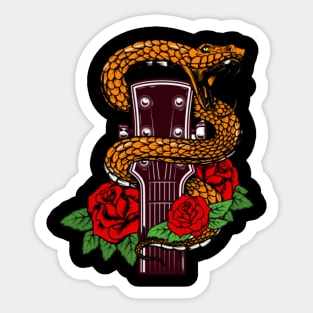 Snake, Guitar and Roses Sticker